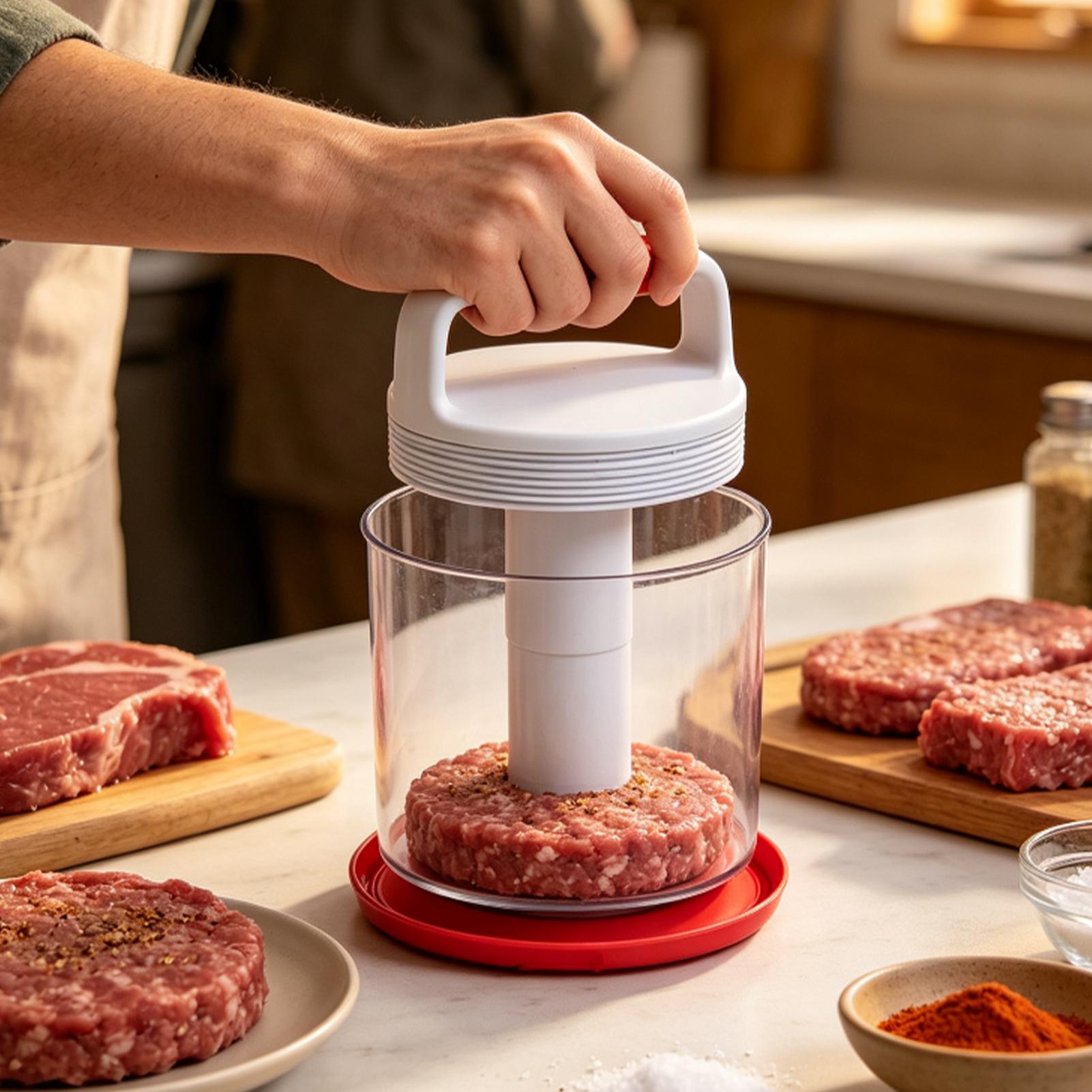 Meal Prep Template - 햄버거 패티 제조기, 눌러서 만드는 방식,