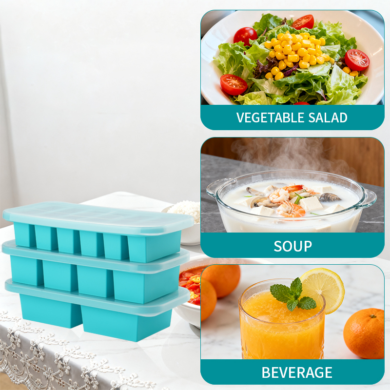 뚜껑이 있는 2 또는 3구 실리콘 냉동 트레이 몰드,  - Meal Prep Template 리뷰 및 가격