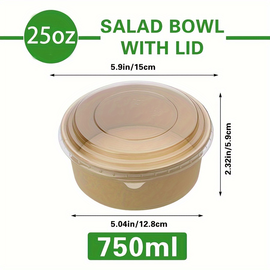 25온스/750ml 25/50팩 종이 그릇 뚜껑 포함, - Meal Prep Kitchen 리뷰 및 가격